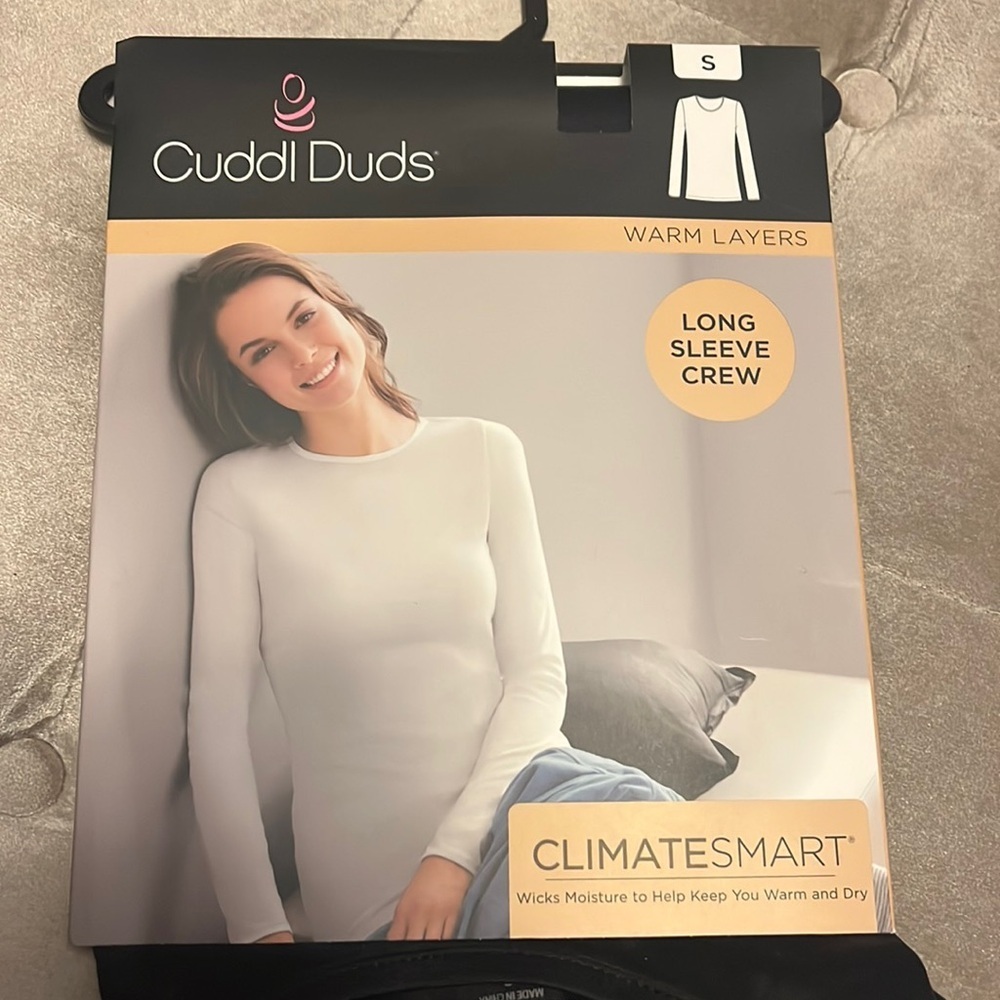 CuddlDuds black long sleeve warm layers crew, size S, new